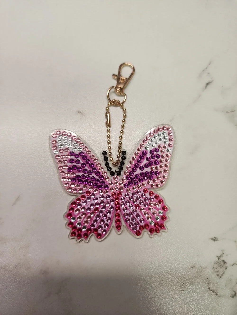 Sparkling Pink Butterfly Key & Card Holder Charm